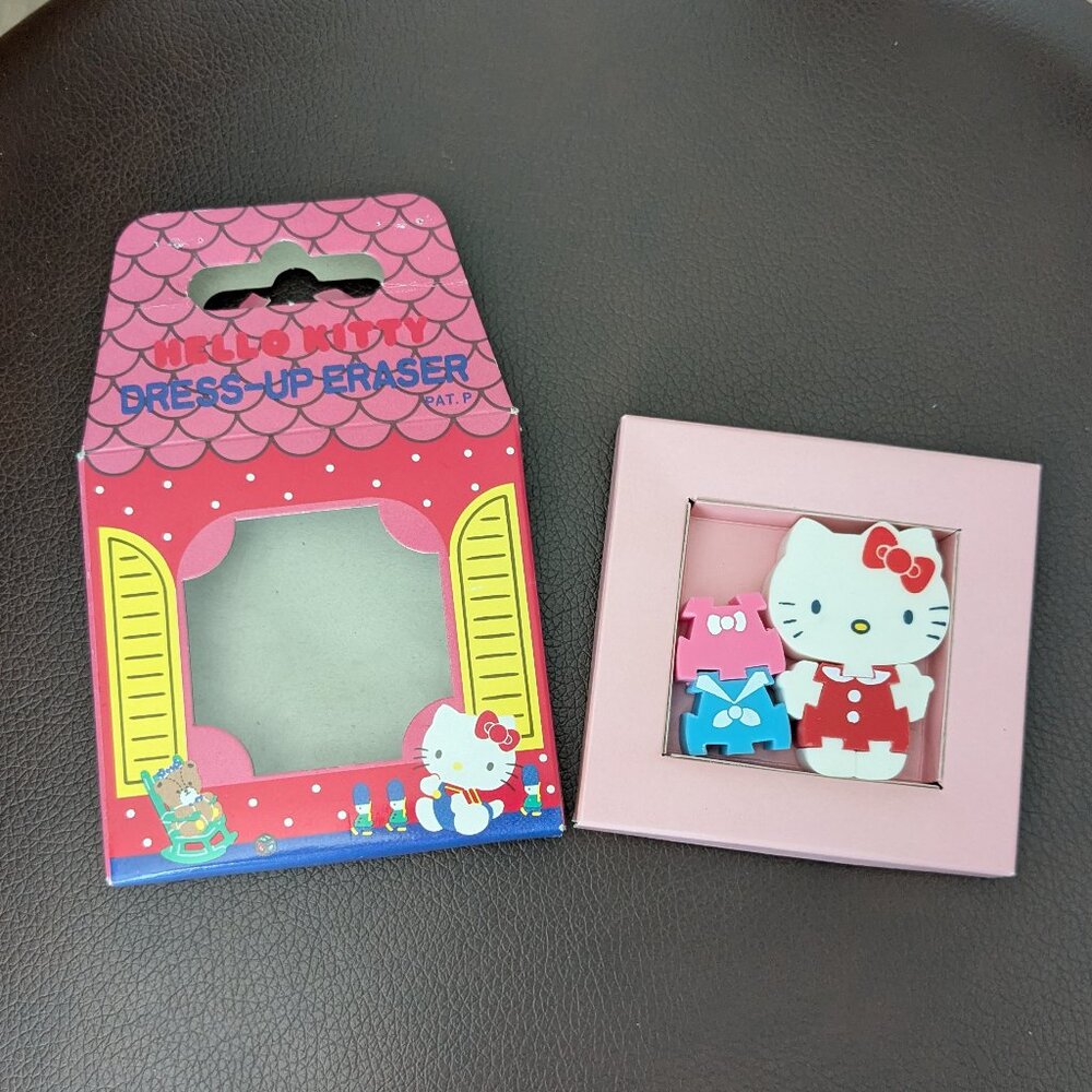 Vintage 1976 1987 Sanrio Hello Kitty dress up eraser set